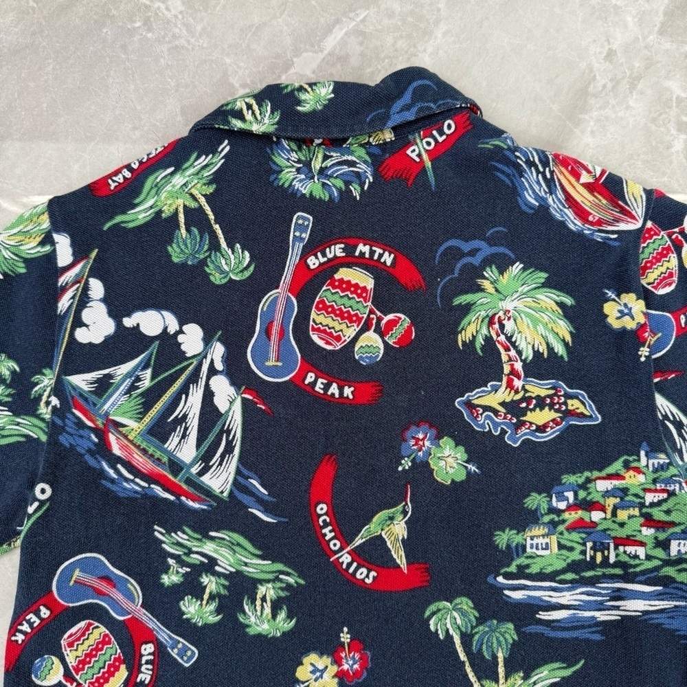Boys Ralph Lauren Tropical Jamaica 100% Cotton Polo Short Sleeve Shirt Medium - Picture 12 of 16